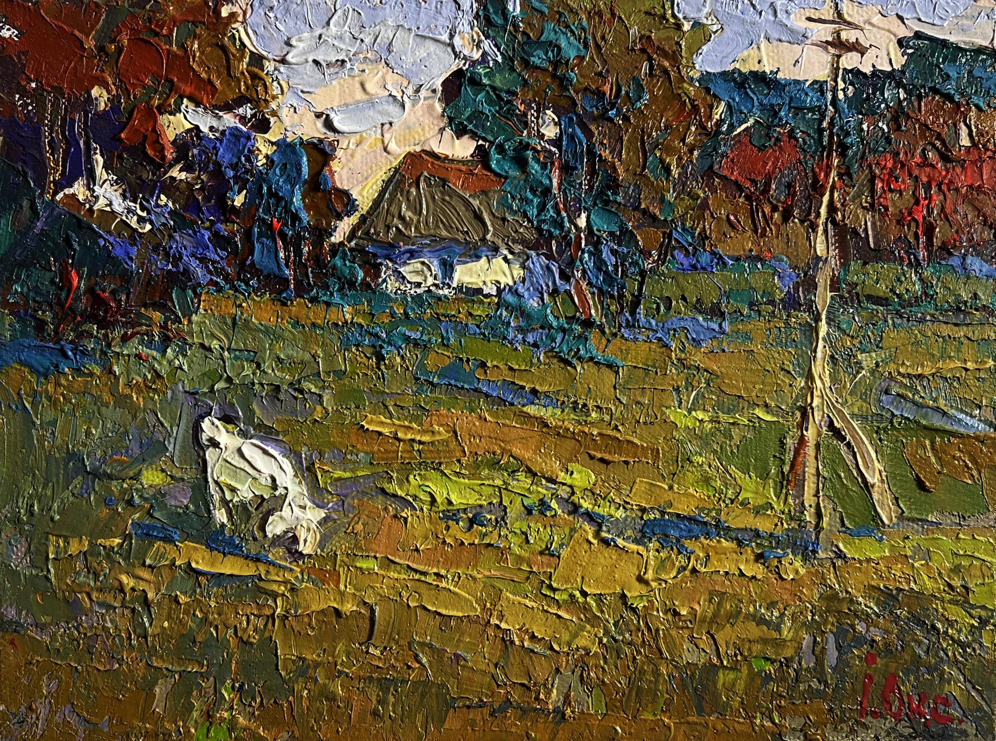 Oil painting Enjoy the silence and nature by Oksana Ivanyuk impasto landscape