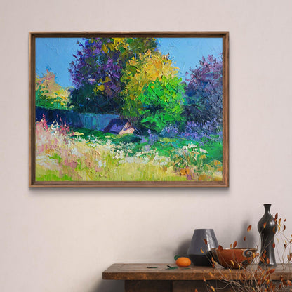 Oil painting Summer Boris Serdyuk impressionist landscape in wooden frame