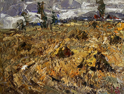 Oil painting After working in the field by Oleksiy Ivanyuk impasto landscape