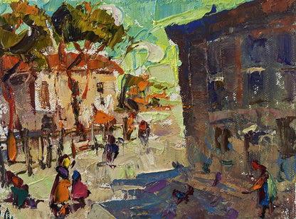 Vibrant impressionist oil painting The city wakes up in the fresh air by Oleksiy Ivanyuk