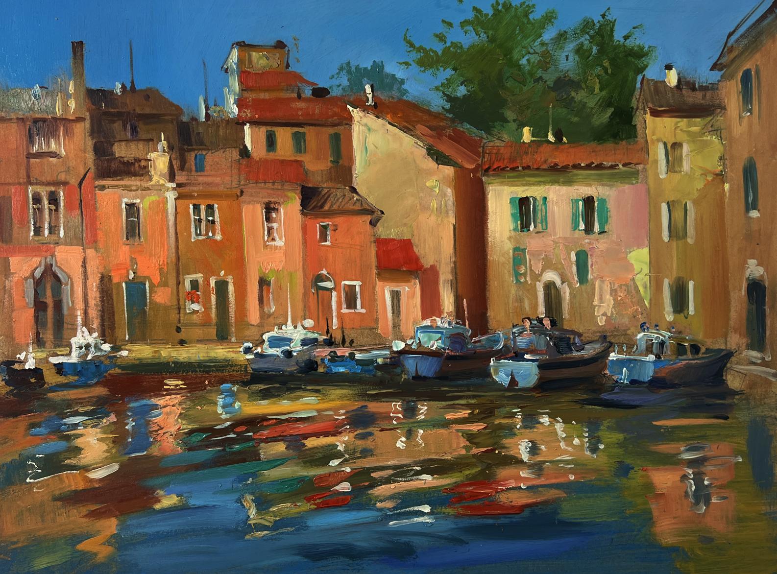 Vibrant impressionist oil painting of Venice old street canal by Yuriy Suprunchuk