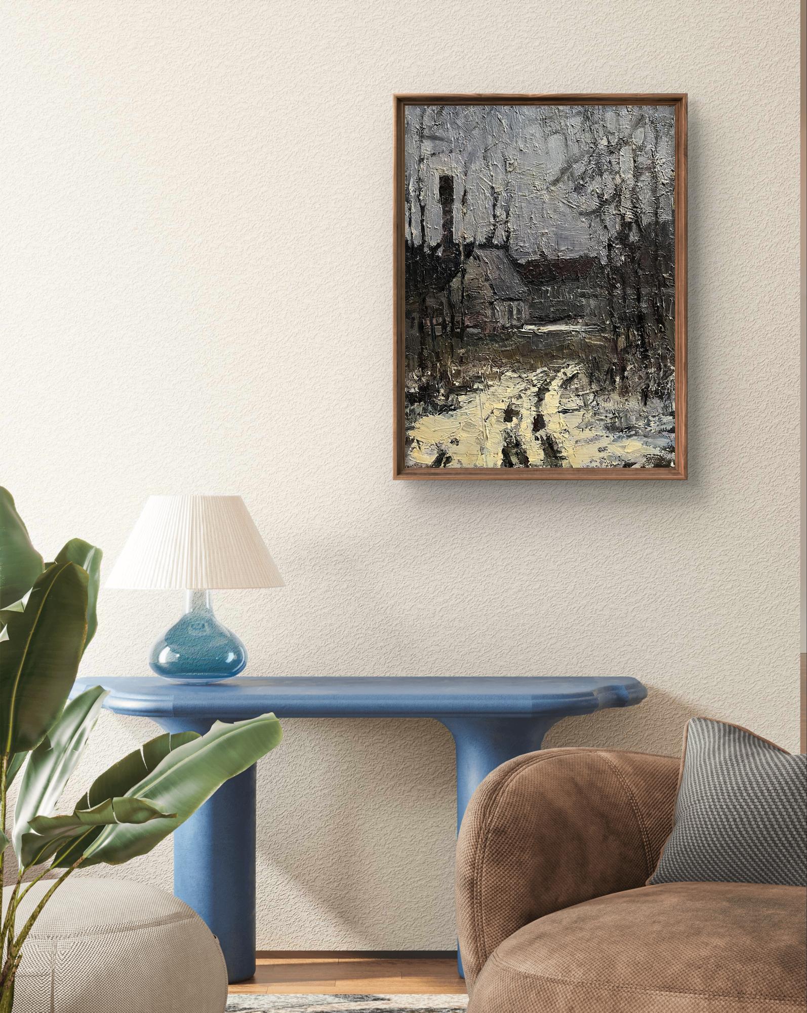 Oil painting High-speed Volodymyr Pashchenko framed abstract landscape