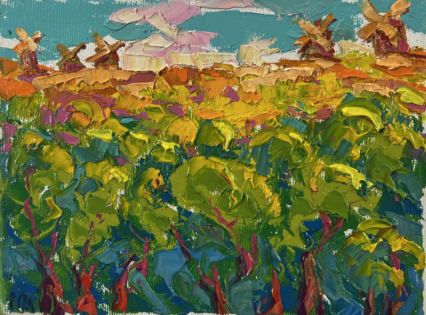 Vibrant impressionist oil painting of summer forest and fields by Oleksiy Ivanyuk