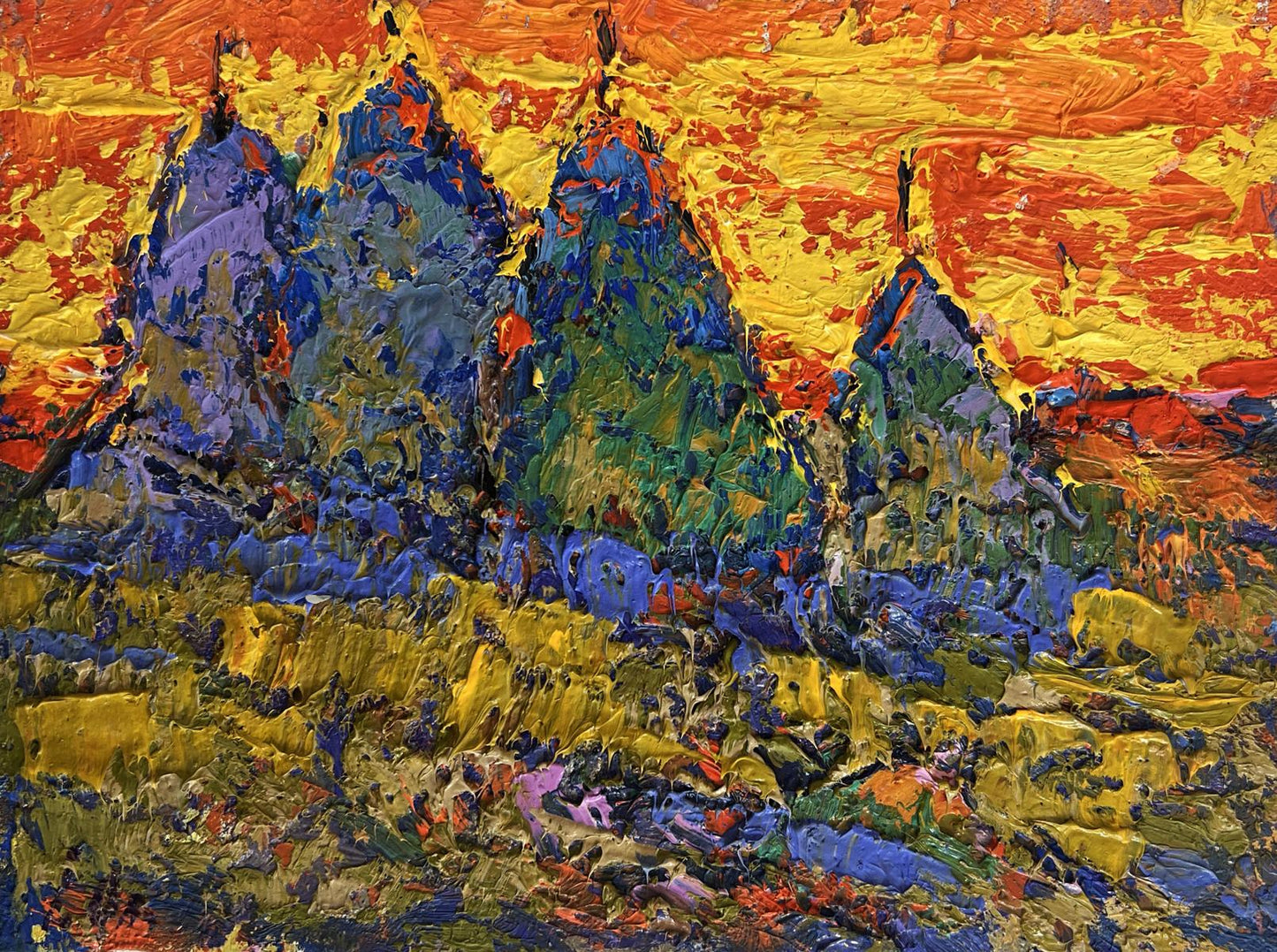 Vibrant Crimson Sunset in the Field oil painting by Oleksiy Ivanyuk