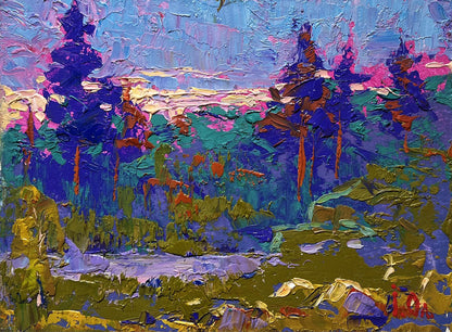 Vibrant impressionist oil painting Meeting the dawn in nature by Oleksiy Ivanyuk