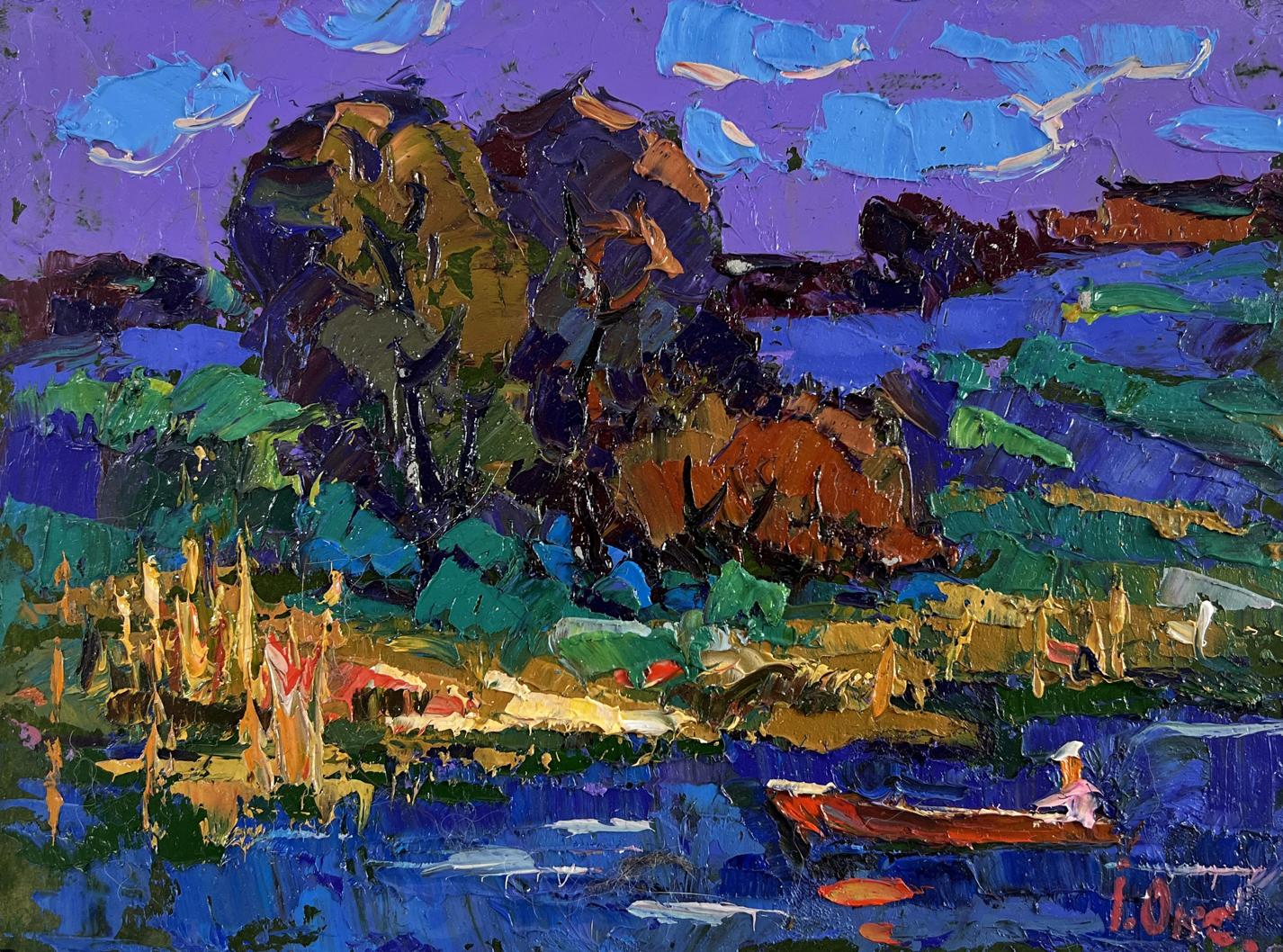 Vibrant impressionist oil painting In the Evening by the River by Oleksiy Ivanyuk