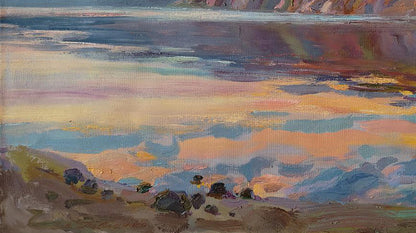 Quiet Morning lakeside oil painting by Leonid Pavlenko