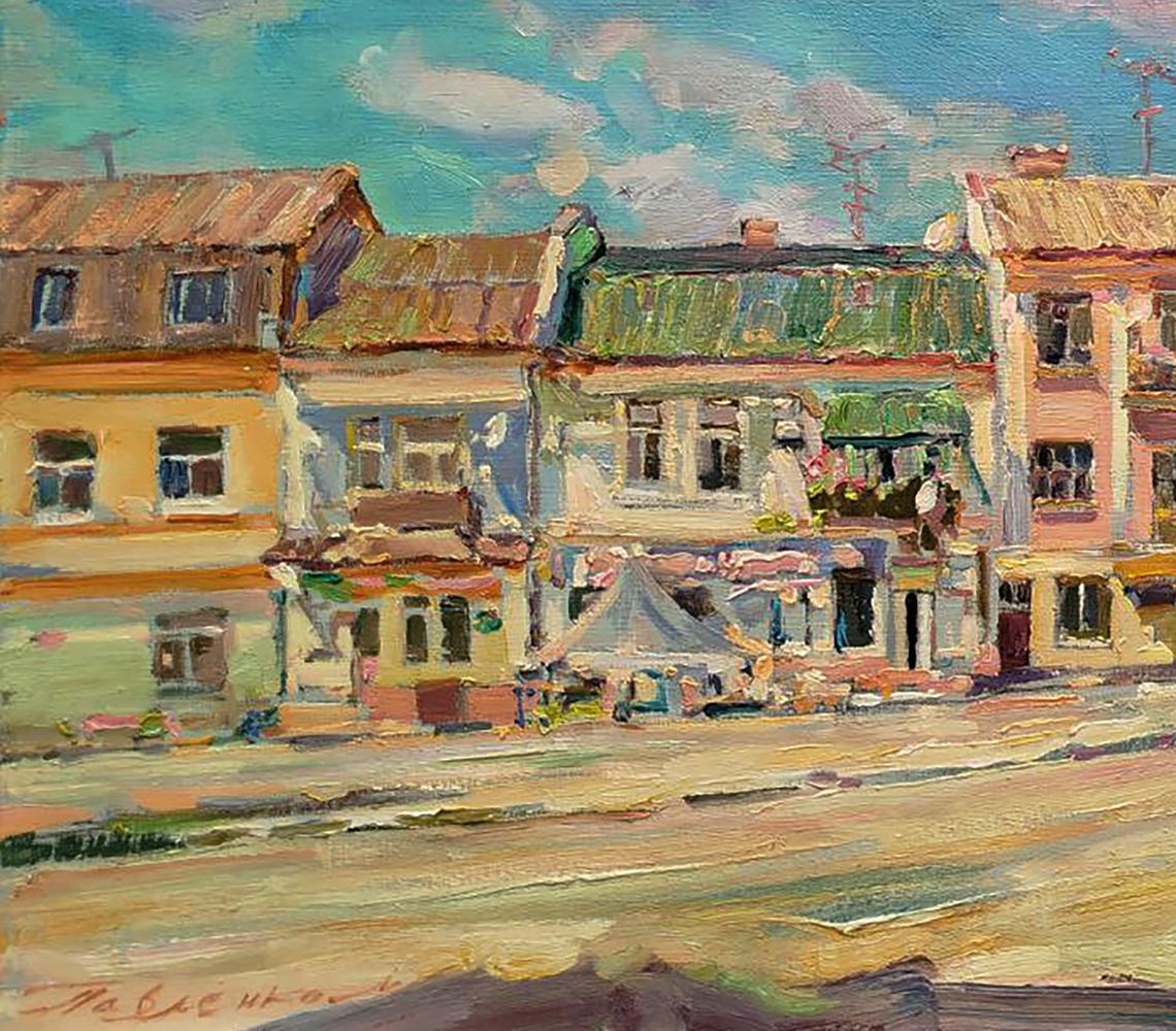 Vibrant impressionist oil painting Quiet city street by Leonid Pavlenko