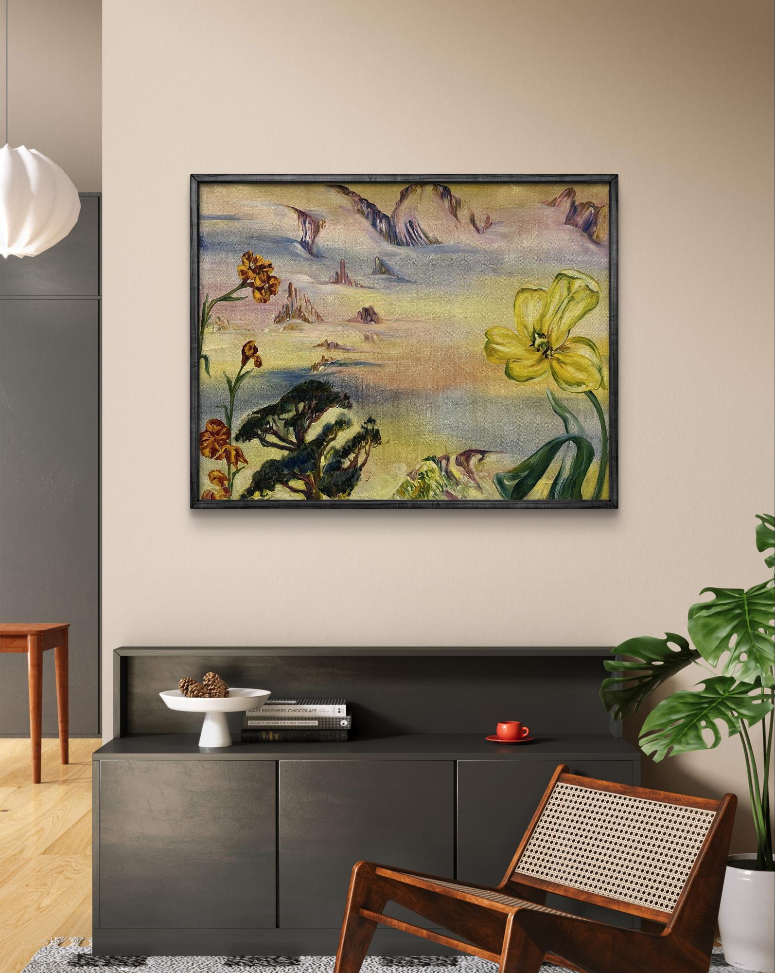 Oil painting A story about beauty by Valentina Polyanitsyna with surreal landscape