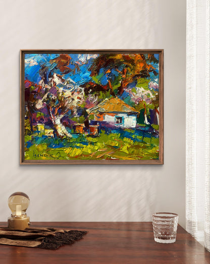 Oil painting The earth is waking up by Oleksiy Ivanyuk in wooden frame