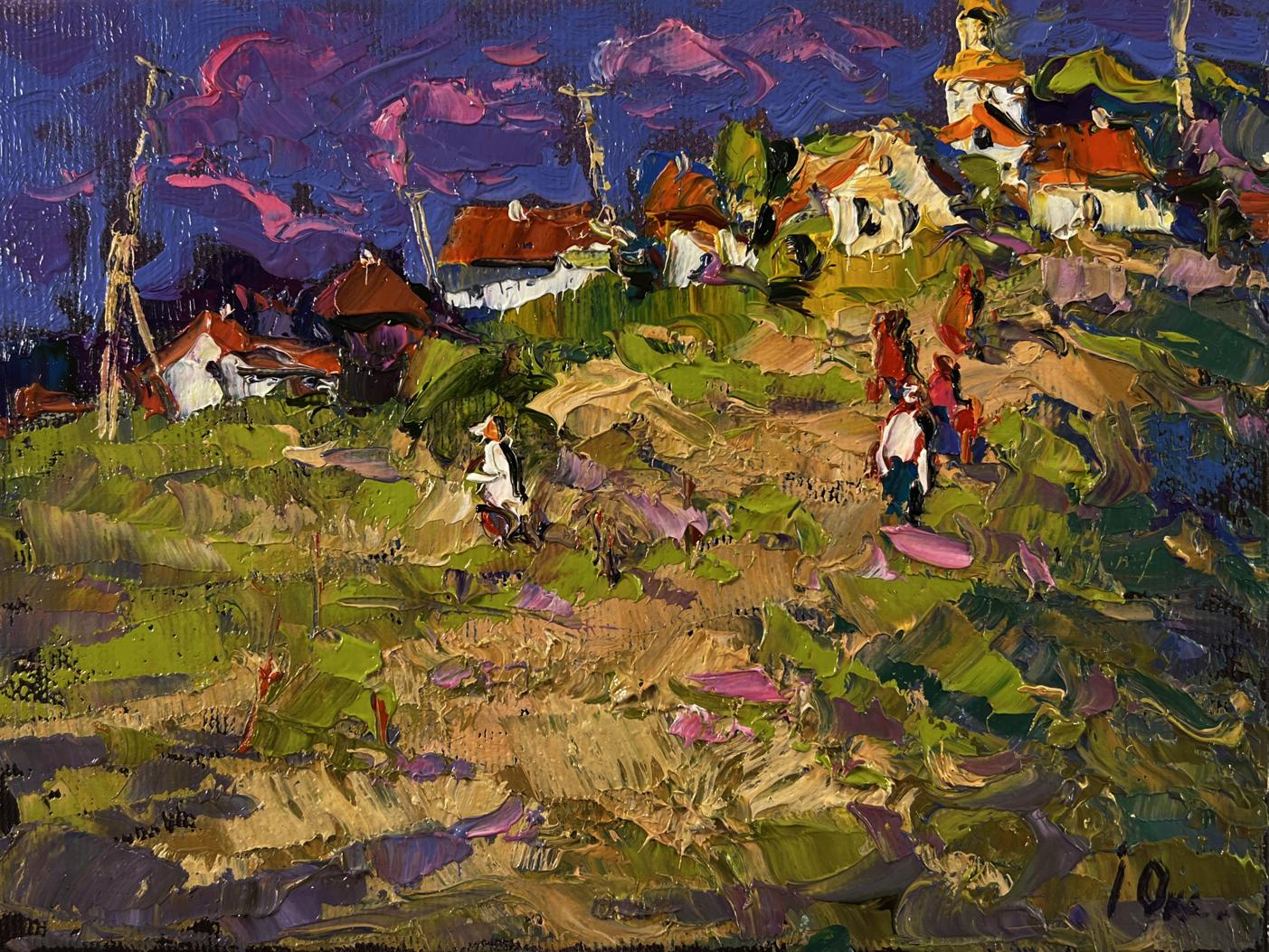 Vibrant impressionist oil painting Outside the village by Oksana Ivanyuk