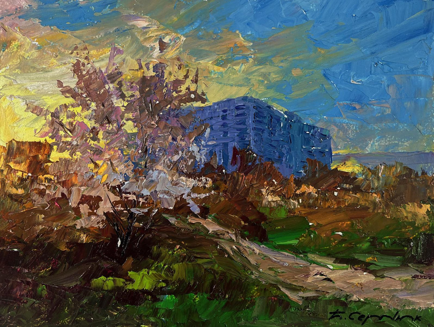 Vibrant impressionist oil painting Evening envelops the city by Boris Serdyuk