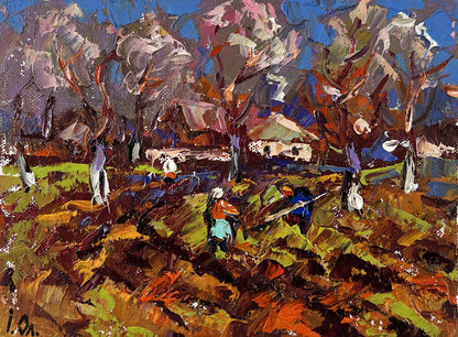 Vibrant impressionist oil painting Waking garden beds by Oleksiy Ivanyuk