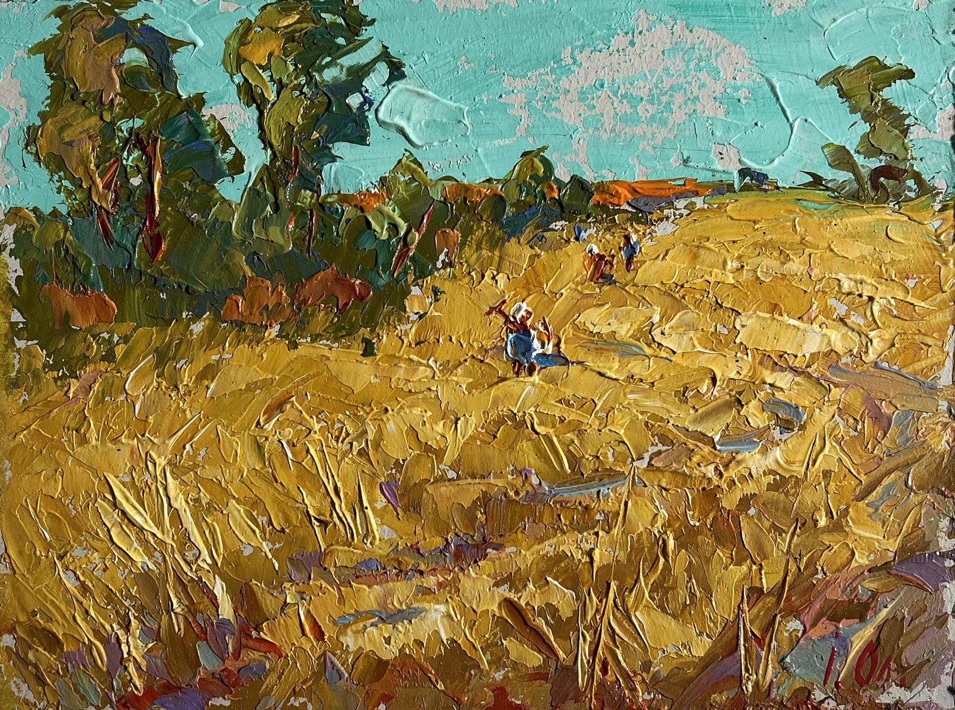 Vibrant impressionist oil painting Sunny day in the field by Oleksiy Ivanyuk