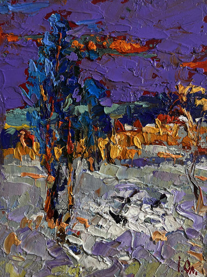 Vibrant impressionist oil painting Quiet winter evening by Oleksiy Ivanyuk