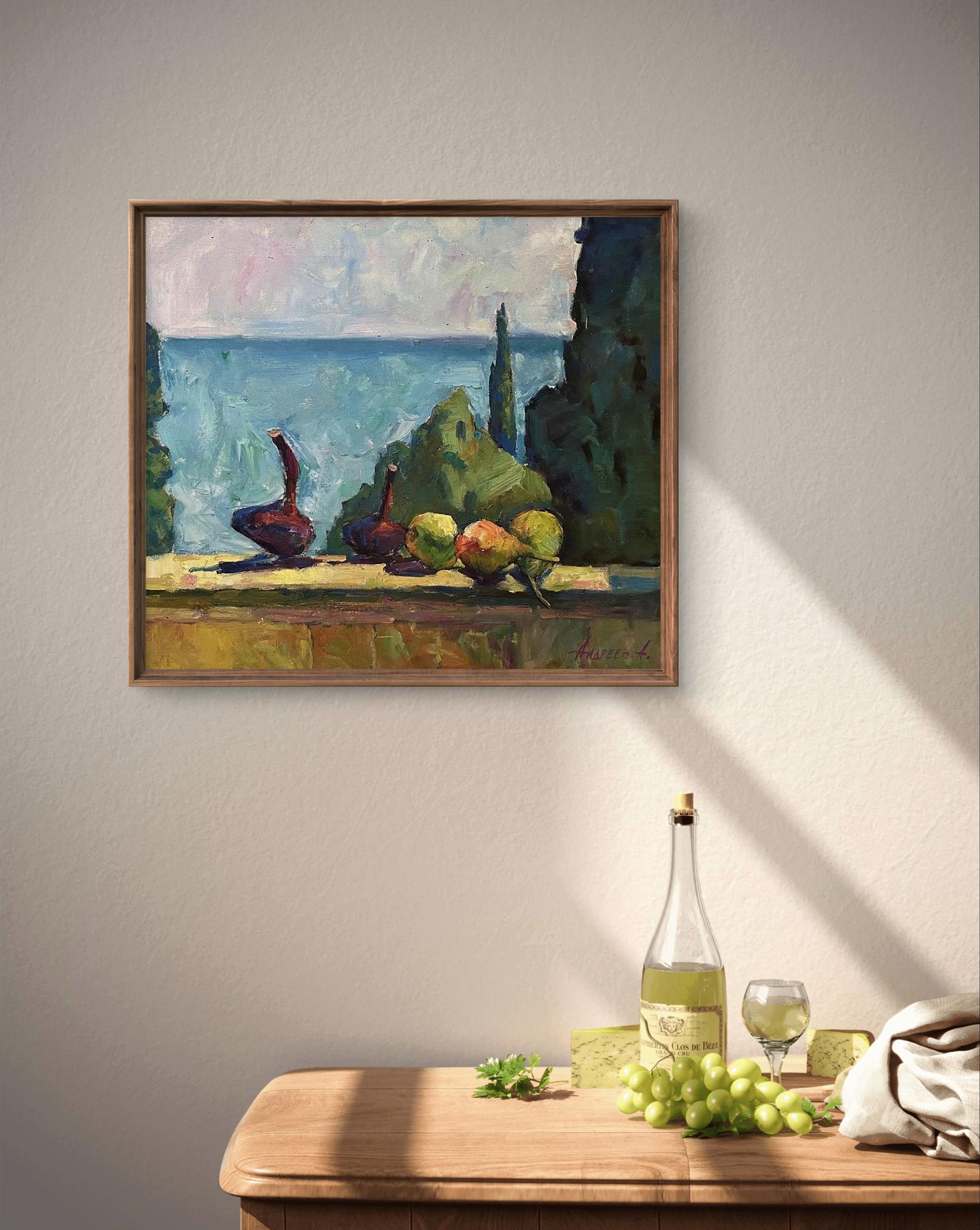 Oil painting Still life with onions by Oleksandr Andreev, coastal scene