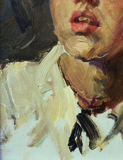 Oil painting portrait of boy by Vasily Korkishko, close-up face