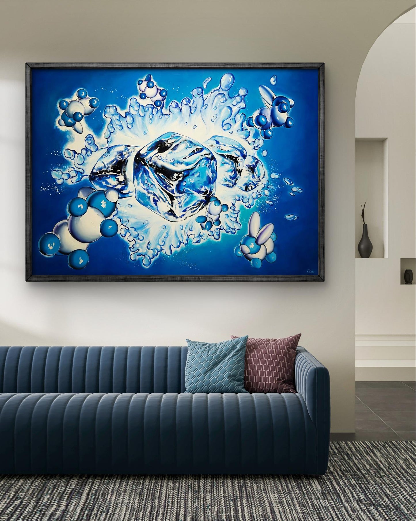 Vibrant blue abstract oil painting Ice to cool the drink by Igor Konovalov