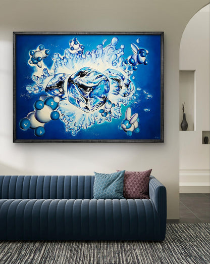 Vibrant blue abstract oil painting Ice to cool the drink by Igor Konovalov
