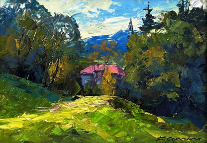 Oil painting The House with the Pink Roof by Boris Serdyuk