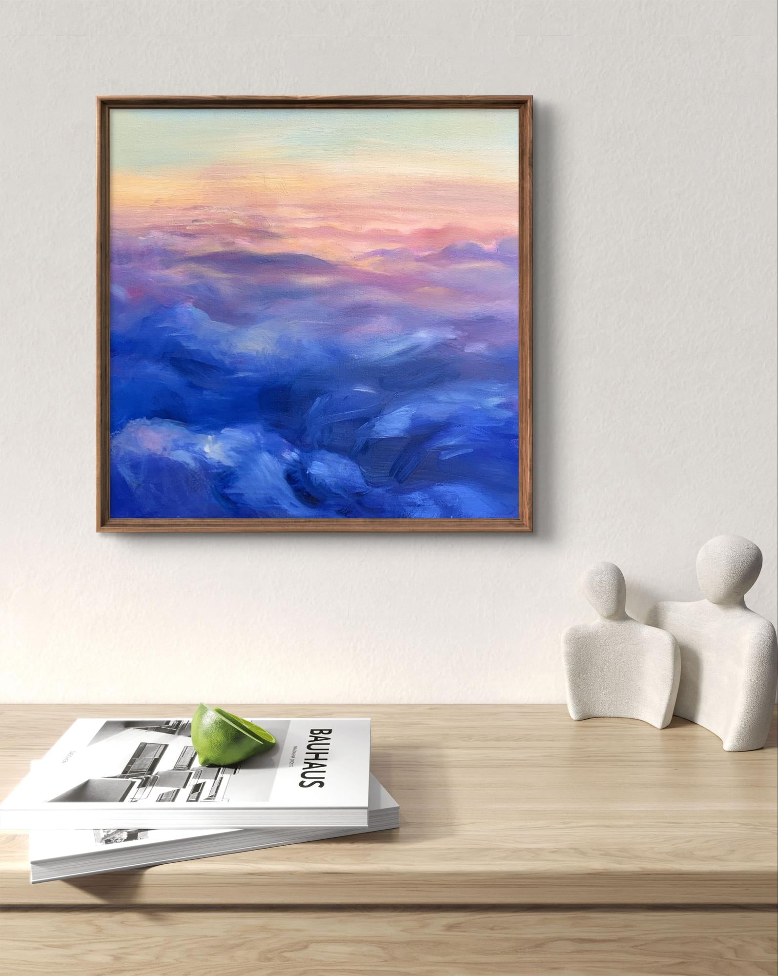 Oil painting Soaring in the Clouds by Tatyana Derdey in wooden frame