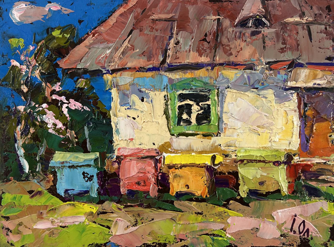 Oil painting Spring is coming to the yard by Oleksiy Ivanyuk