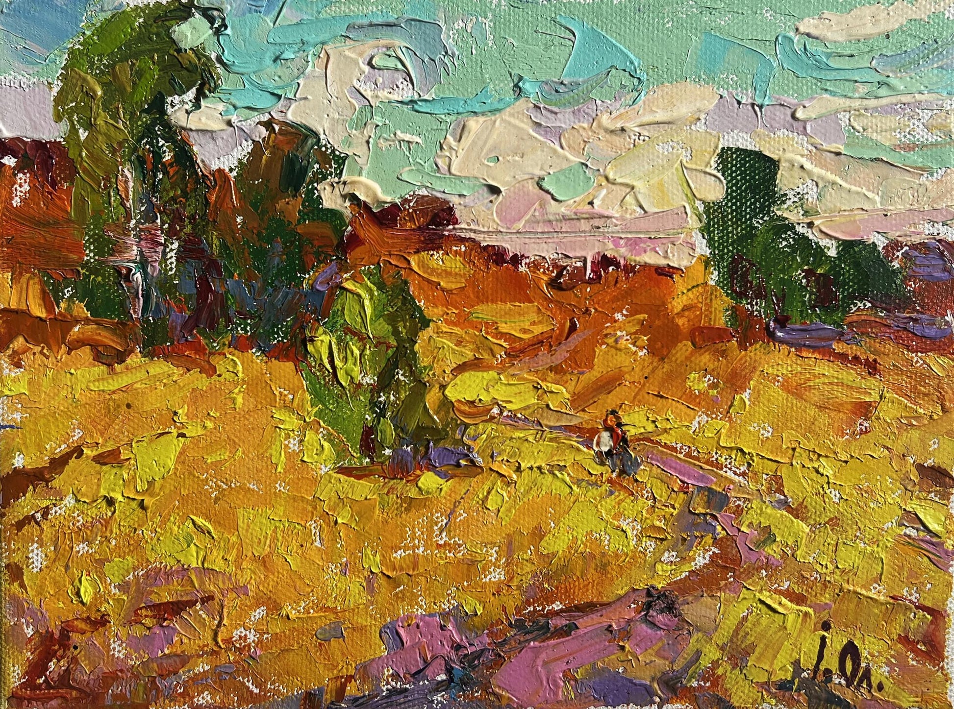 Vibrant impressionist oil painting A light breeze in the field by Oleksiy Ivanyuk