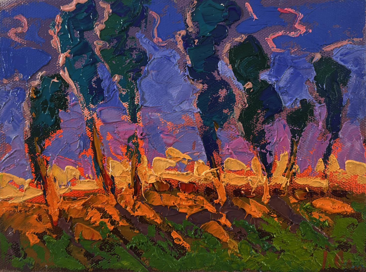 Vibrant impressionist oil painting Distant night by Oleksiy Ivanyuk