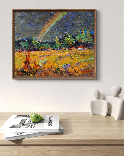 Oil painting Rainbow after the rain by Oksana Ivanyuk in wooden frame