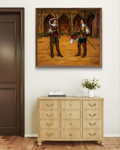Oil painting Miracle Balm Valeriy Bulat framed artwork of 16th-century men
