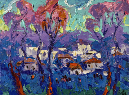 Vibrant impressionist oil painting Morning in the village by Oleksiy Ivanyuk