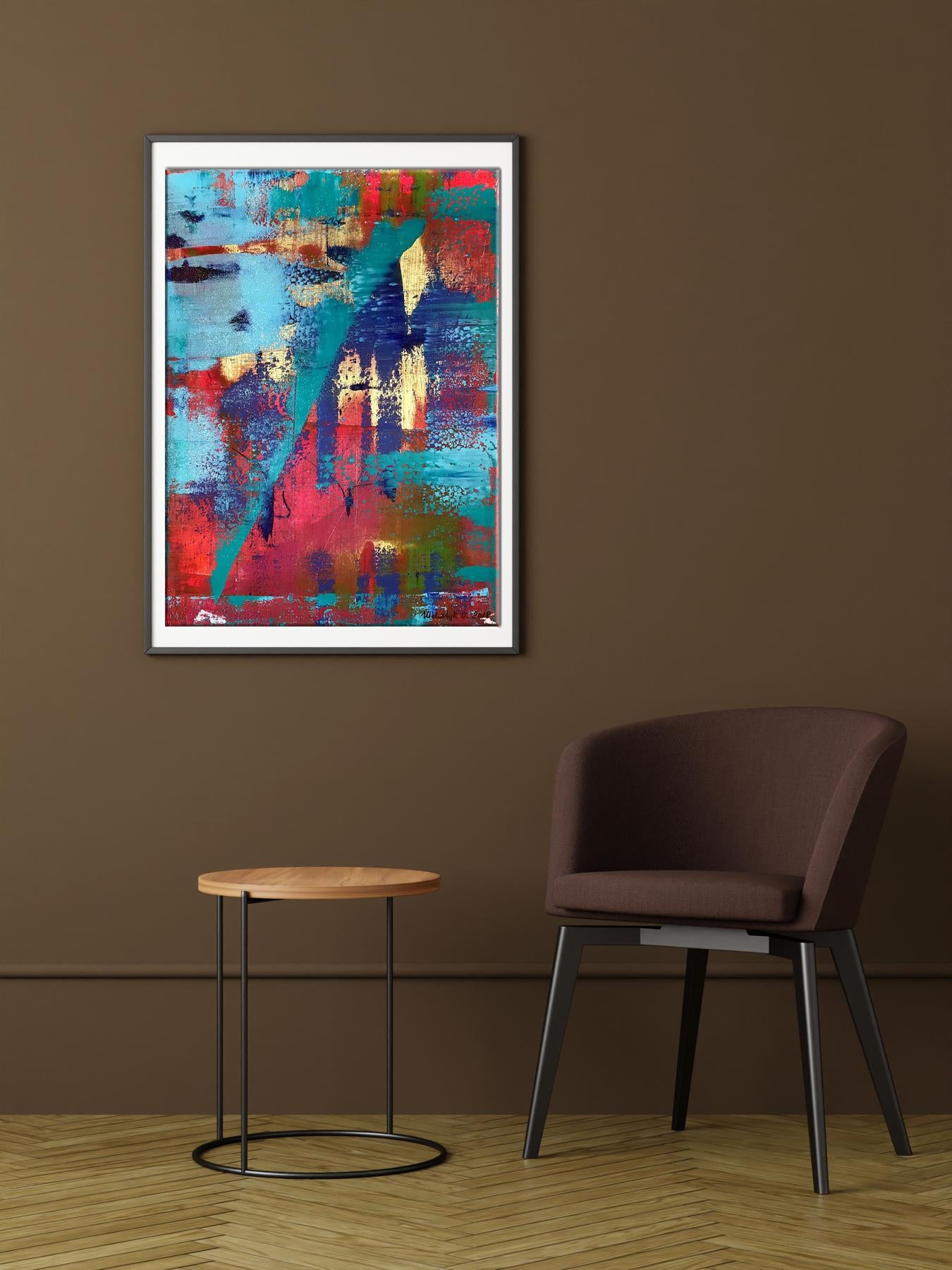 Vibrant Summer Breeze acrylic painting by Olga Melezhik in white frame