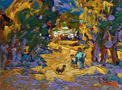 Vibrant impressionist oil painting Alley in the autumn park by Oleksiy Ivanyuk