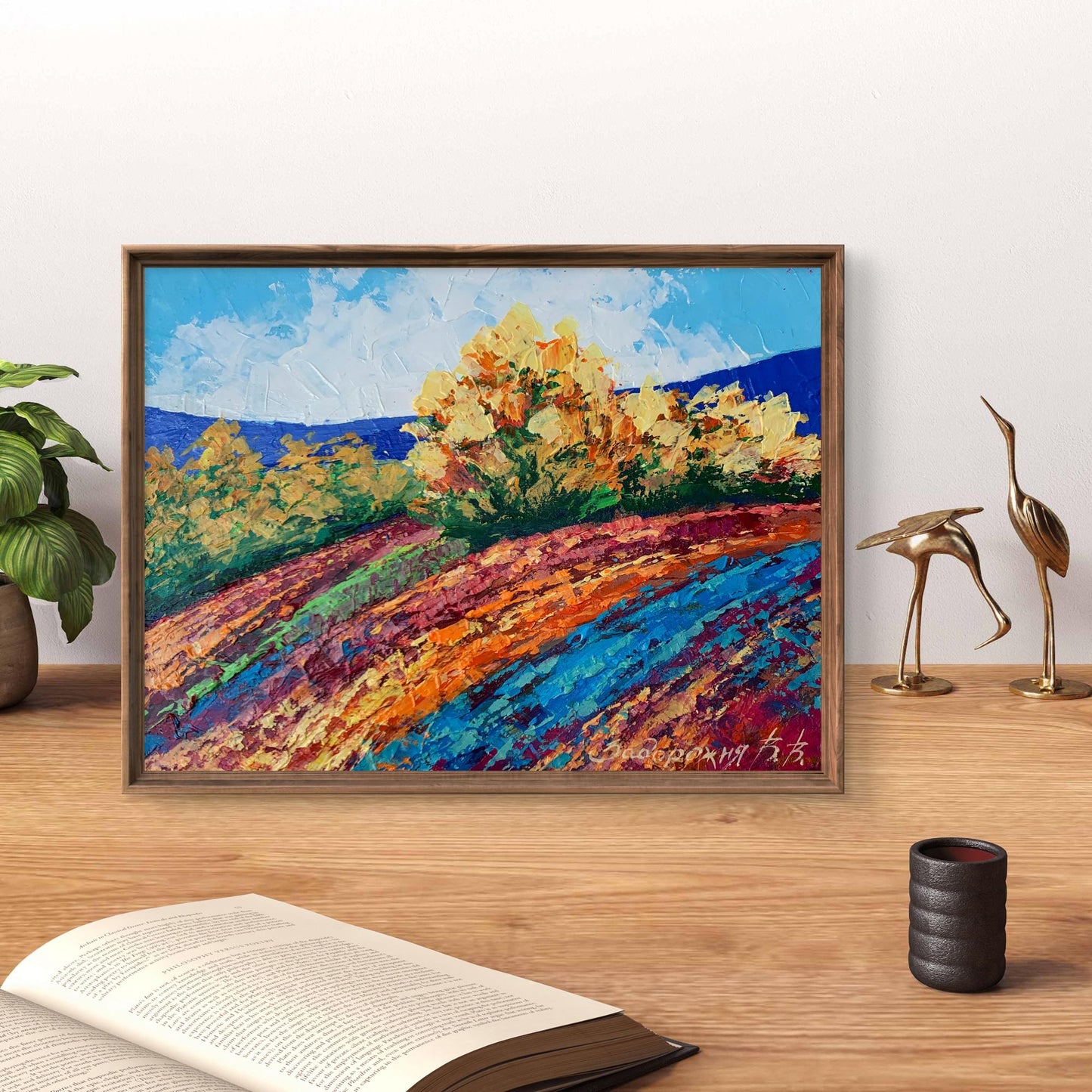 Oil painting Autumn days in the mountains by V. Zadorozhnya, lavender fields