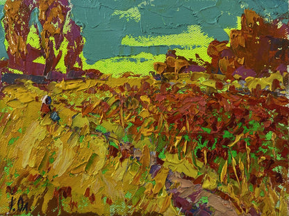 Vibrant impressionist oil painting Autumn flower fields by Oleksiy Ivanyuk
