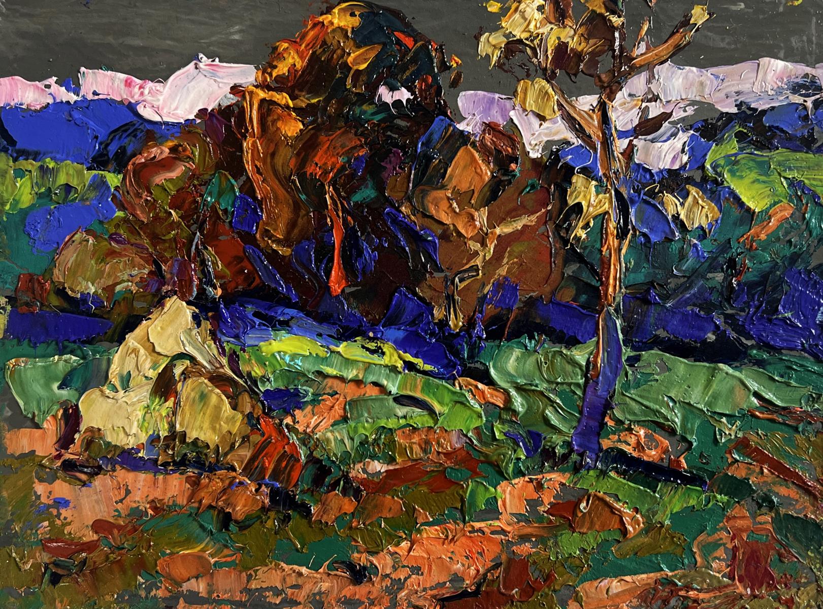 Vibrant impressionist oil painting Outside the Village by Oleksiy Ivanyuk