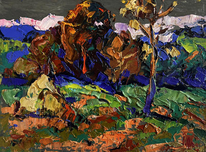 Vibrant impressionist oil painting Outside the Village by Oleksiy Ivanyuk