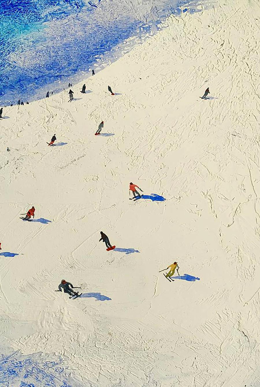 Watercolor painting Descent from Snow Mountain Olena Klimenko