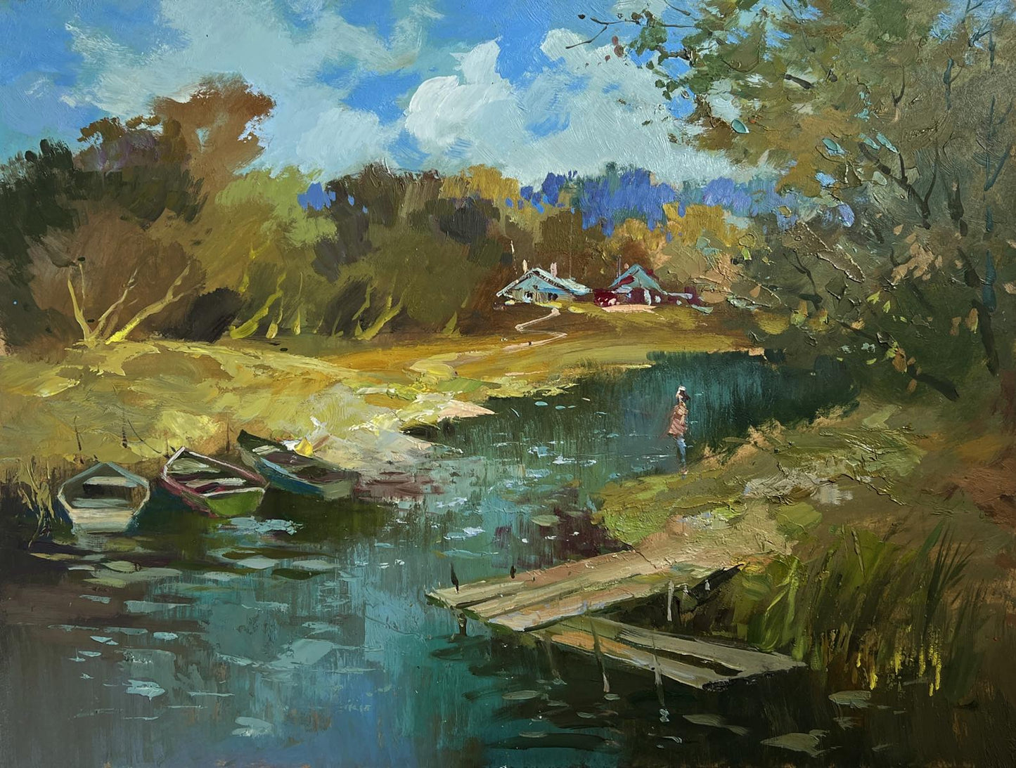 Serene impressionistic oil painting of summer day in outback by Yuriy Suprunchuk