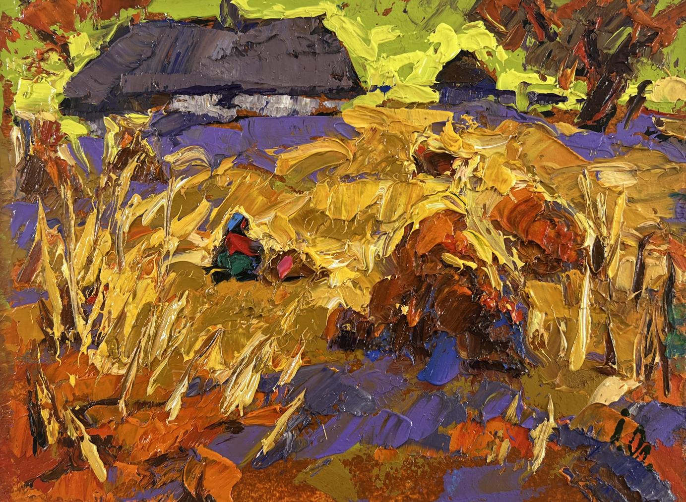 Vibrant impressionist oil painting After the Harvest Peace by Oleksiy Ivanyuk