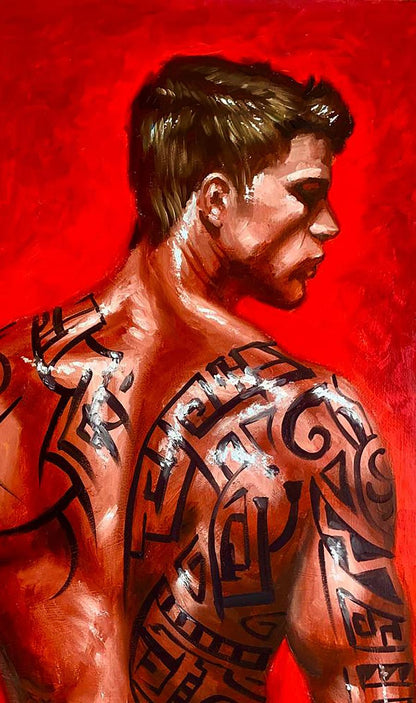 Oil painting Tattooing on an Athletic Body Olena Klimenko