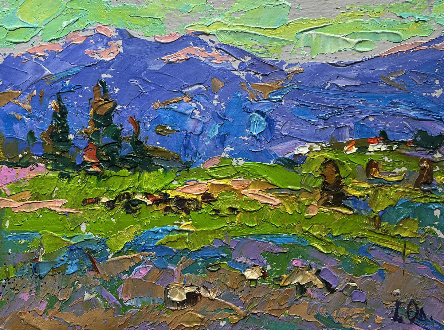 Vibrant impressionist oil painting On the mountain plains by Oleksiy Ivanyuk