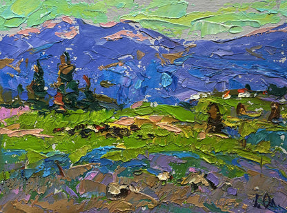 Vibrant impressionist oil painting On the mountain plains by Oleksiy Ivanyuk