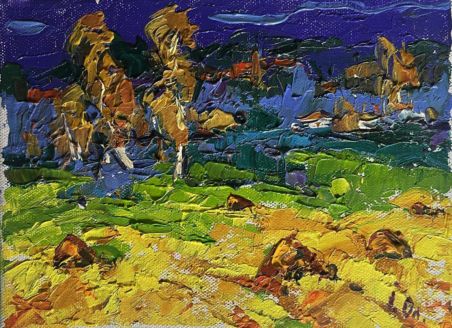 Vibrant impressionist oil painting Autumn night rain by Oleksiy Ivanyuk