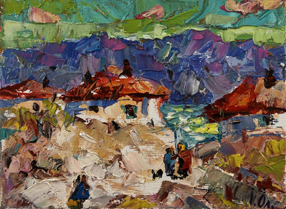 Vibrant impressionist oil painting of village scene by Oleksiy Ivanyuk