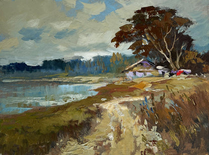 Oil painting House in the autumn forest by Yuriy Suprunchuk