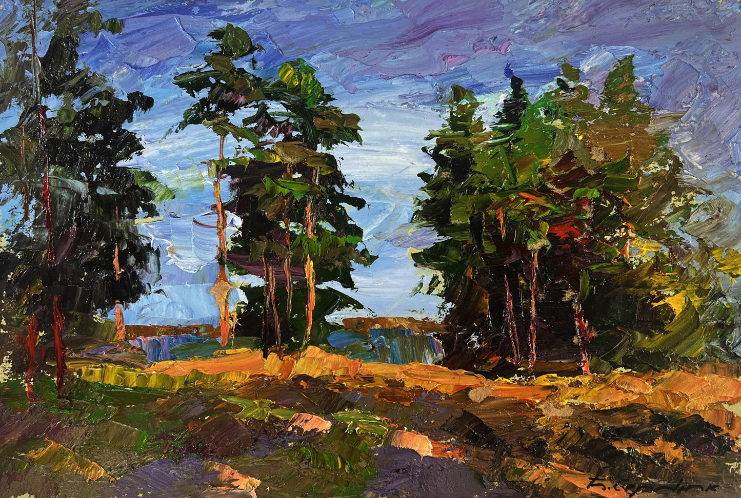 Vibrant impressionist oil painting Silence of Trees by Boris Serdyuk