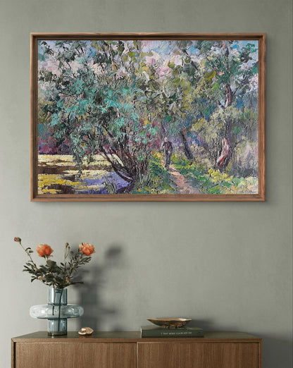 Oil painting On the Hunt by Boris Serdyuk impressionistic landscape in frame