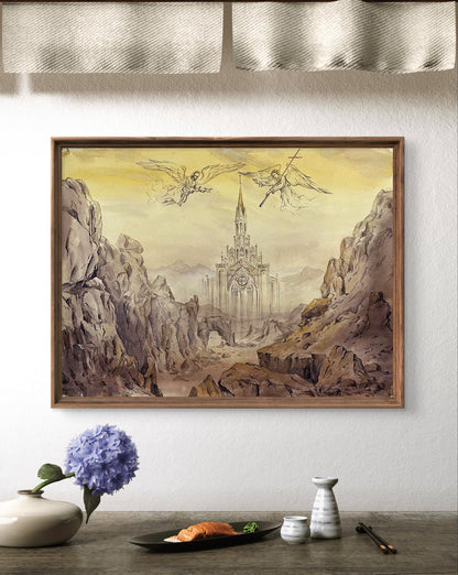 Watercolor Ghost of the Gothic by Dmytro Startsev in wooden frame