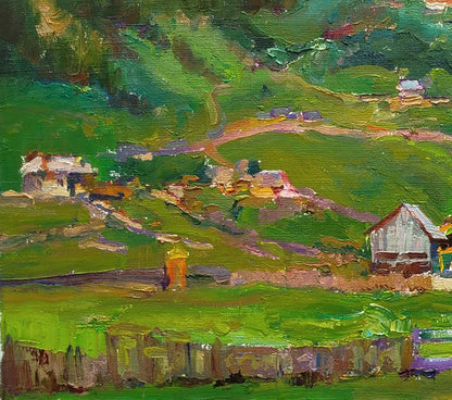 Vibrant impressionist oil painting Evening mountains by Leonid Pavlenko